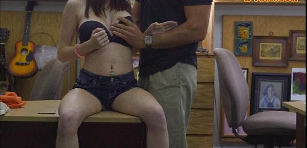 Amateur girl pounded at the pawnshop for a diamond ring